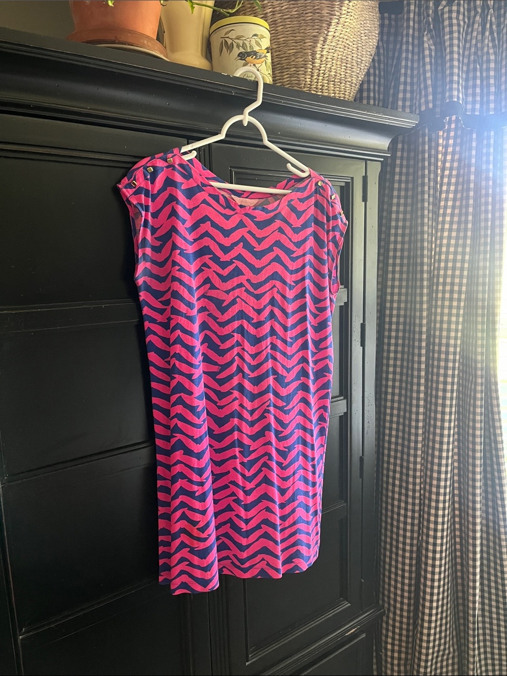 Lilly Pulitzer Vibrant Pink & Navy Zigzag Shift Dress